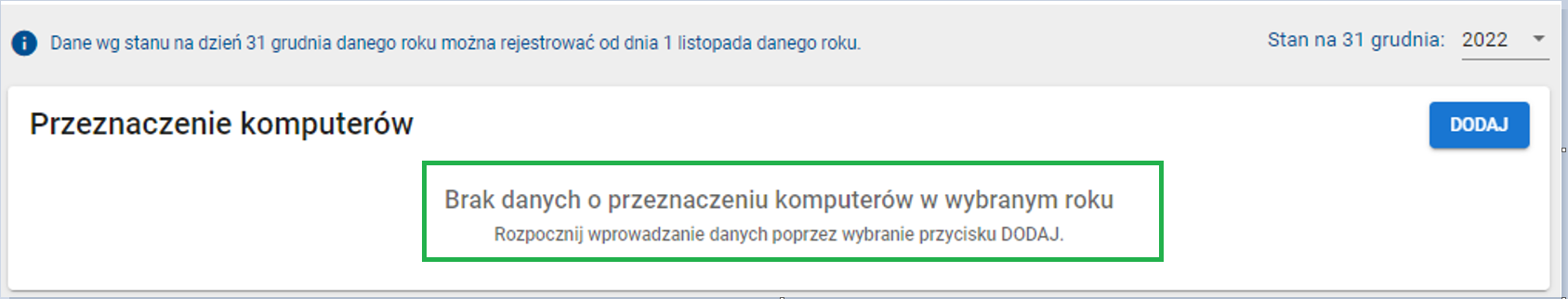 okno zakładki komputery przeznaczenie komputerów po usunięciu danych