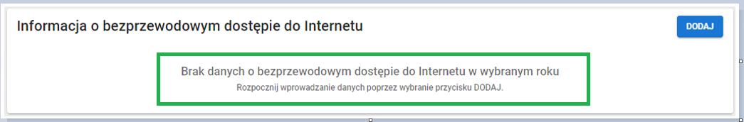 okno z widokiem na informacja o bezprzewodowym dostępie do Internetu po usunięciu danych