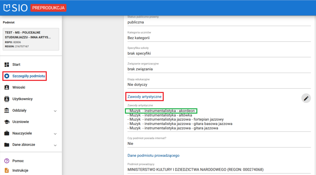okno z widokiem na oznaczone zawody artystyczne w placówce