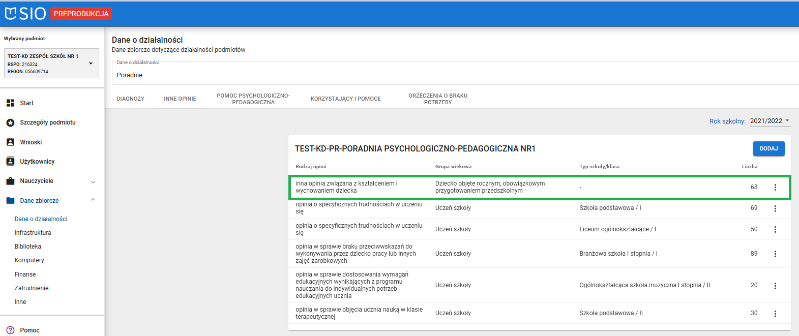 okno po wprowadzeniu danych inne opinie