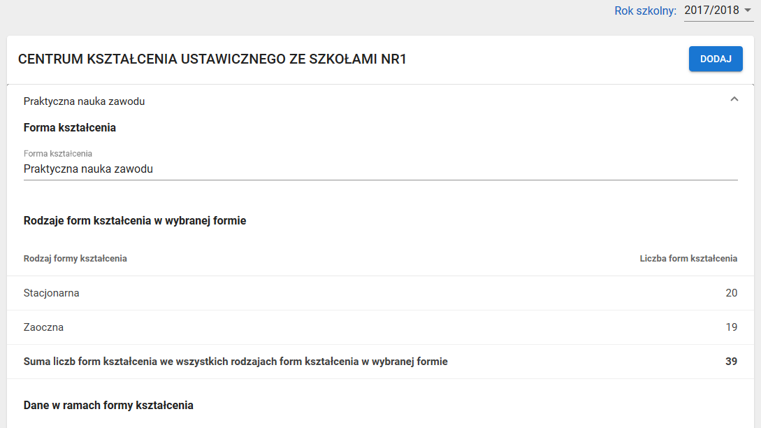 widok formularza z wprowadzonymi danymi