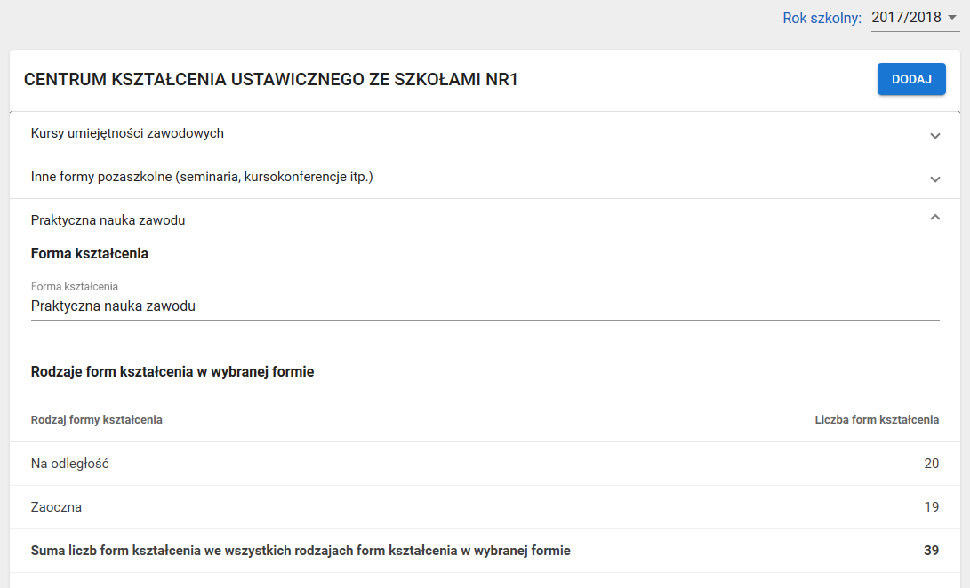 widok formularza po modyfikacji danych