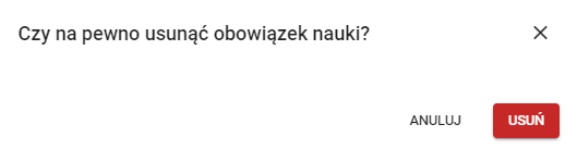 Komunikat potwierdzający chęć usunięcia obowiązku nauki