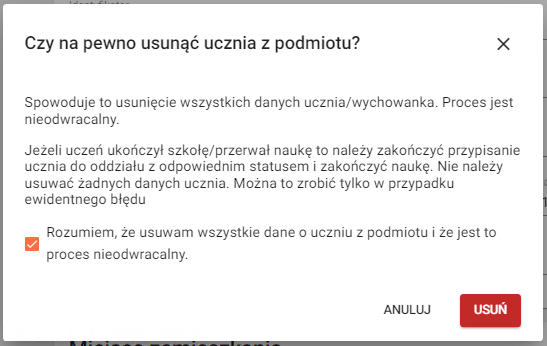 okno z zaznaczoną funkcją usuń 