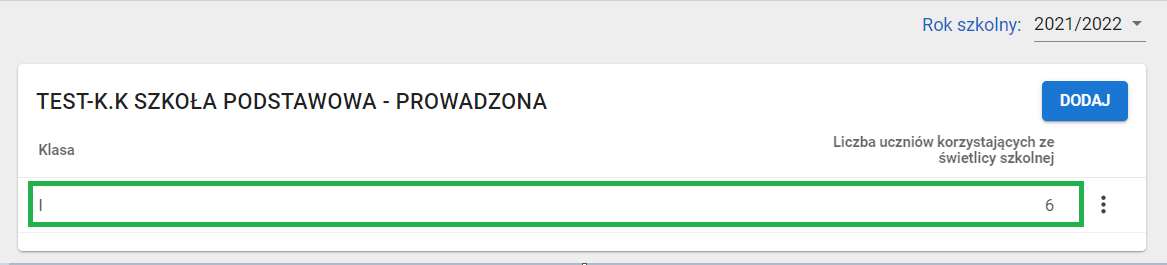 okno dane zbiorcze inne zakładka korzystanie ze świetlicy 