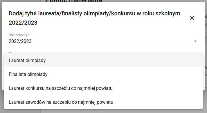 Okno do uzupełnienia tytułu laureata 