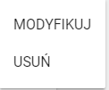 Widok wyboru opcji z menu: modyfikuj lub usuń laureata/finalistę olimpiady/konkursu.