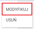 okno wyboru opcji modyfikuj z menu