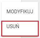 okno wyboru opcji usuń z menu