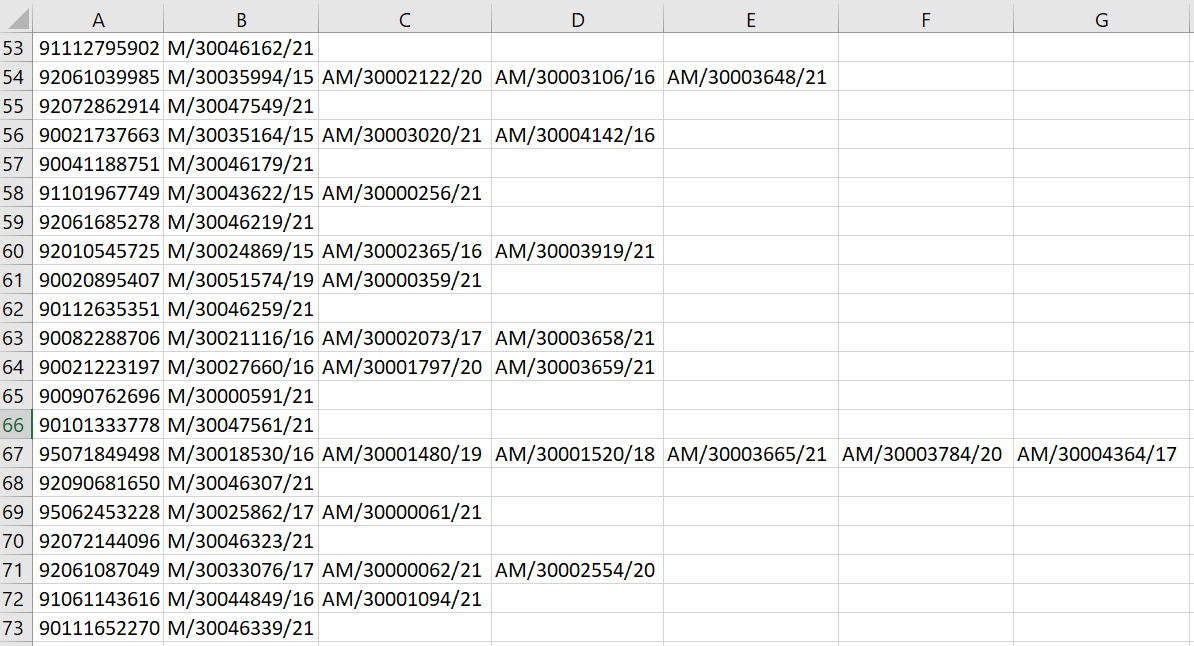okno z widokiem na dane w programie Excel