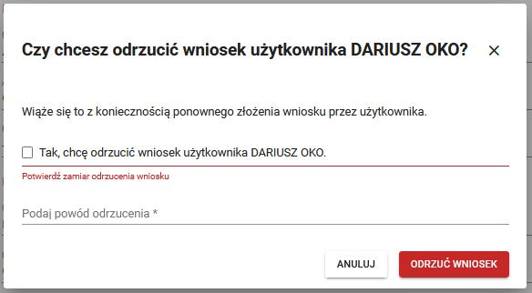 Okno z polem do wprowadzenia komentarza