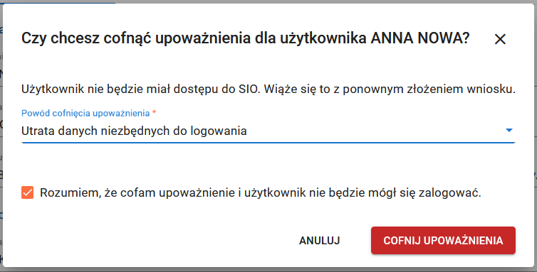 potwierdzenie cofnięcia upoważnienia