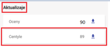 okno z widokiem na kolumnę i wierszem centyle, które uległy zmianie od ostatniego pobrania danych