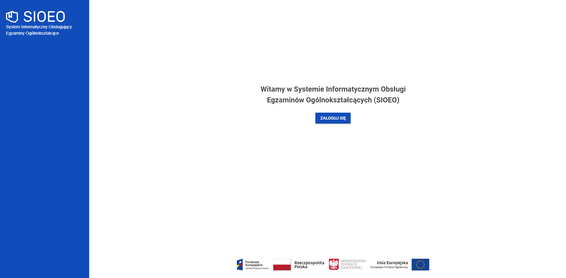 Okno logowania do SIOEO z widocznym przyciskiem zaloguj się