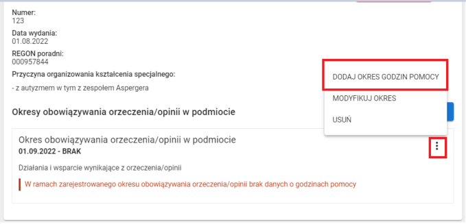 formularz dodania godzin pomocy