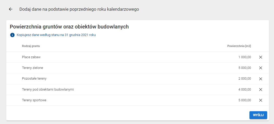 okno z widokiem na listę danych do skopiowania z poprzedniego roku szkolnego