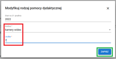 okno z widokiem na szczegóły modyfikacji