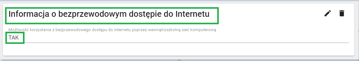 okno z widokiem na uzupełnioną zakładkę informacja o bezprzewodowym dostępie do Internetu. 