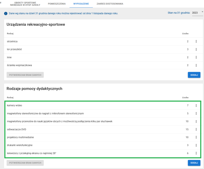 Widok na skopiowane dane