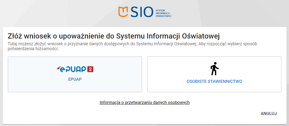 okno z możliwością wyboru potwierdzenia wniosku przez ePUAP