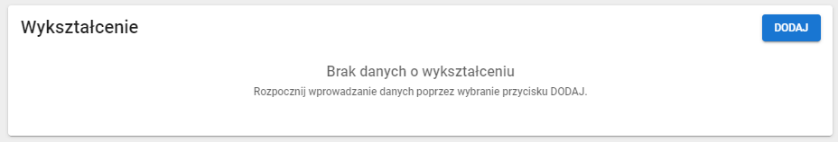 Okno z widokiem na usunięty wpis wyksztalcenia