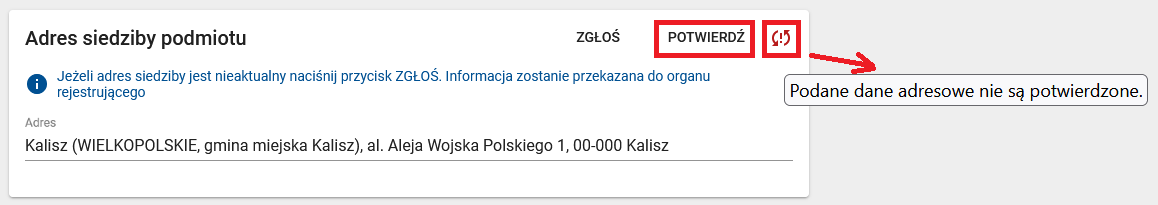 Okno z zaznaczonym przyciskiem potwierdź