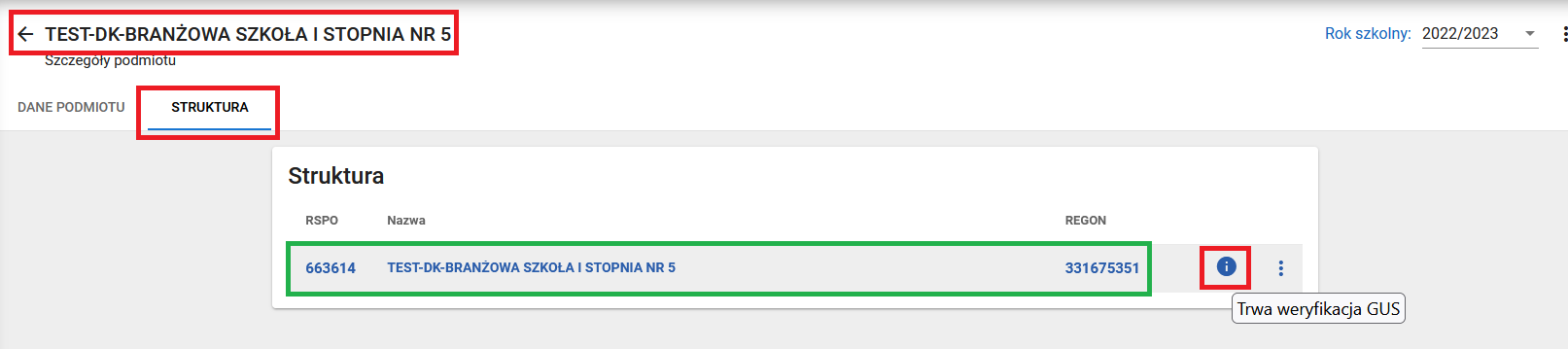 Struktura placówki samodzielnej