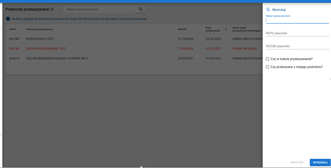 widok na zakładkę filtry