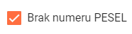 Brak numeru pesel