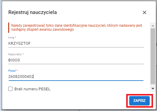 okno z widokiem na formularz rejestracji w którym należy wypełnić pola