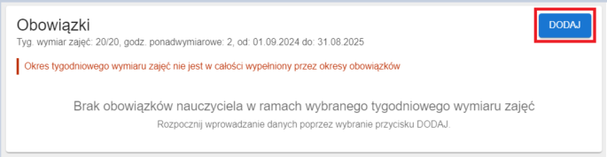 okno z widokiem na rejestracje obowiązku