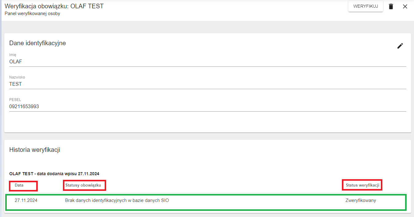 panel historia weryfikacji