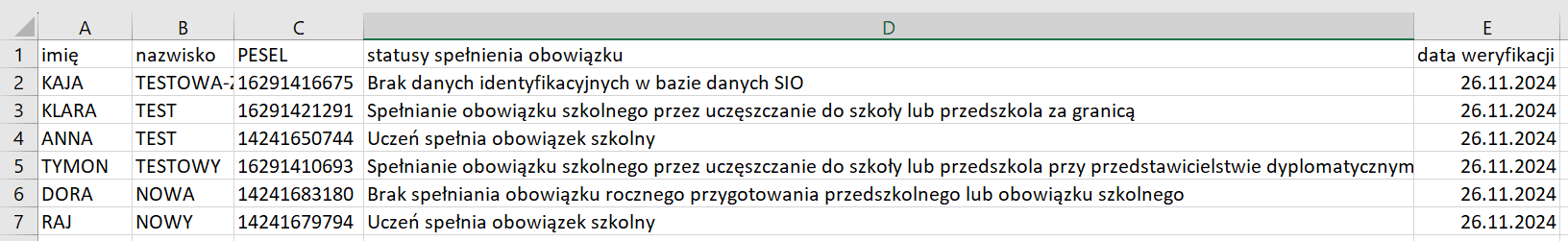 plik z pobranymi danymi uczniów 