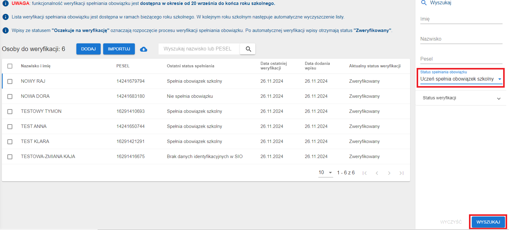widok okna po szukanej frazie 