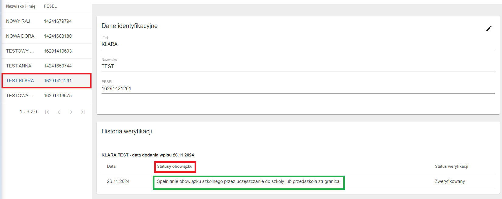 widok ona po wejściu w panel weryfikacyjny