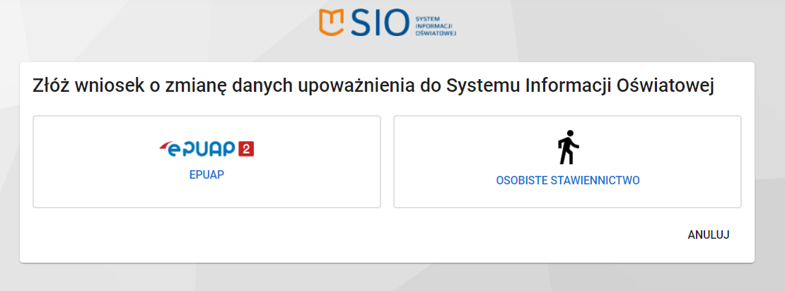 Obraz z widokiem na wybór formy składania wniosku 