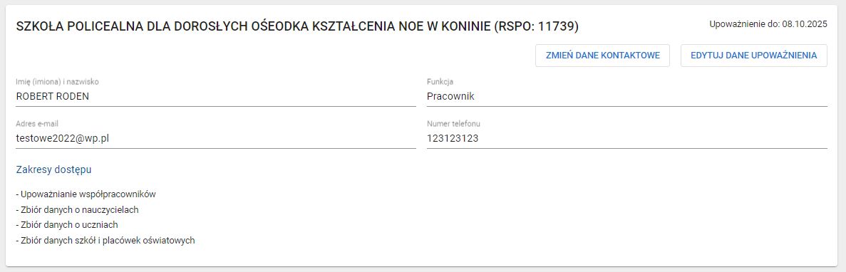 okno z widokiem na zakładkę podmioty