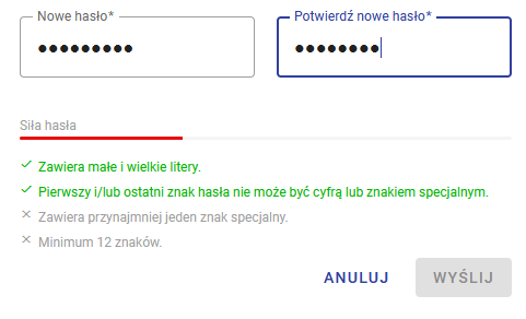 okno na pola nowego hasła