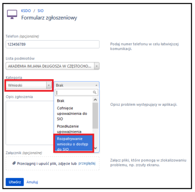 widok na kategorie i podkategorie