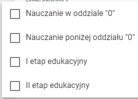 okno z widokiem na listę etapów edukacyjnych cz. 1 