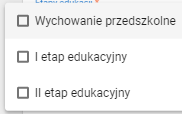okno z widokiem na listę etapów edukacyjnych cz. 2 
