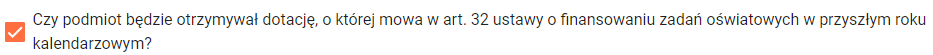 okno z widokiem na oznaczoną informacją o której mowa w art. 32 ustawy o finansowaniu zadań oświatowych w przyszłym roku kalendarzowym