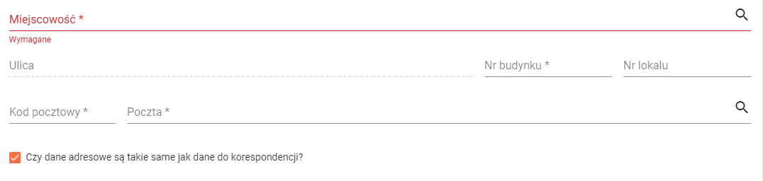 okno z widokiem na wiersze adresu siedziby
