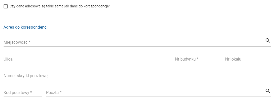okno z widokiem na wiesze adresu do korespondencji 