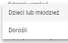okno z widokiem na wybór kategorii uczniów