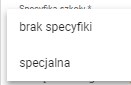 okno z widokiem na wybór specyfikacji szkoły 