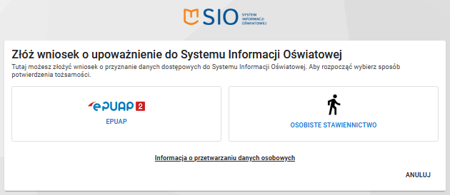 Obraz z widokiem na wybór formy składania wniosku