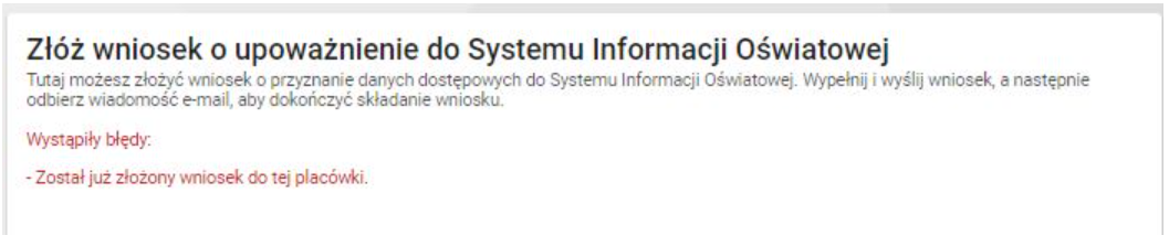 komunikat : został juz złożony wniosek do tej jednostki