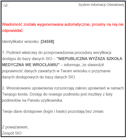 mali z informacją że wniosek został pozytywnie rozpatrzony