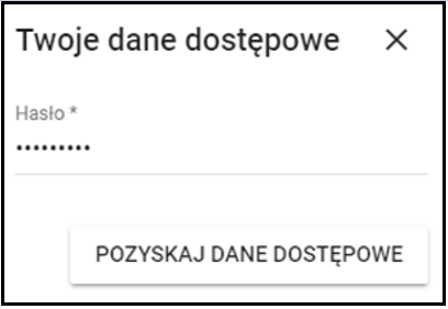 Okno twoje dane dostępowe, do uzupełnienia pole hasło